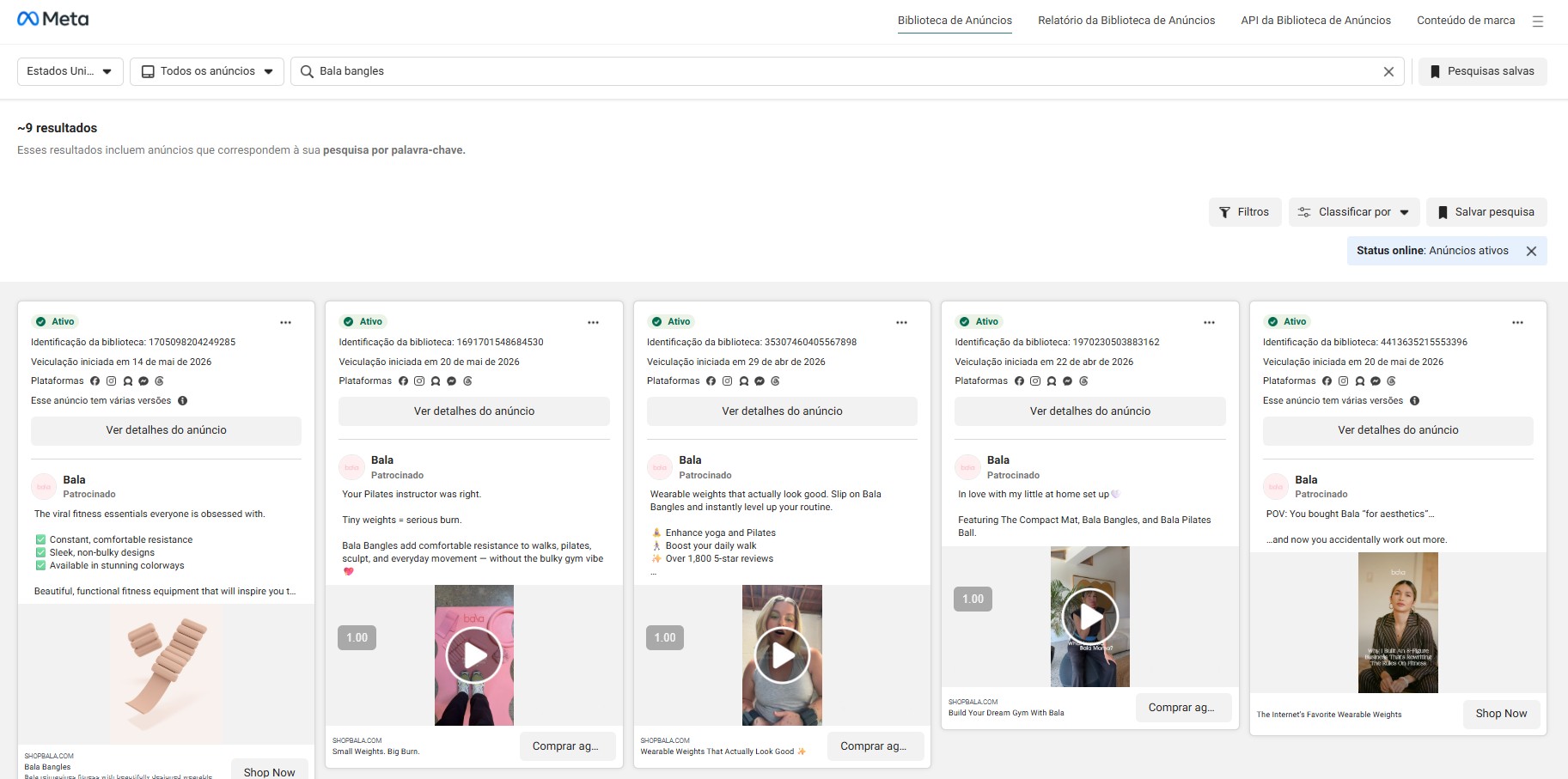 Meta Ad Library source page for Bala